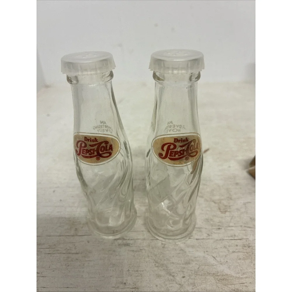 Vintage Miniature Pepsi Cola Advertising Bottles Set Of 2 - 4.3/8